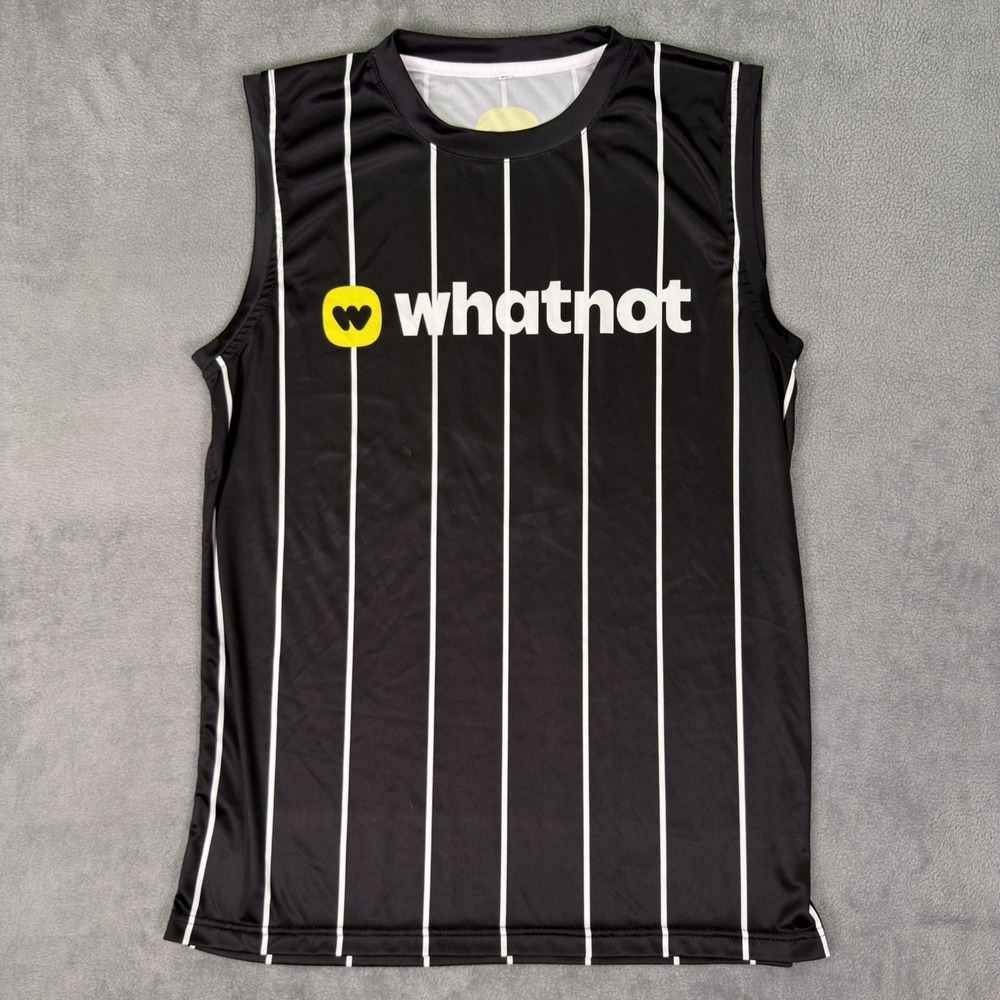 Whatnot Shirt Mens XL Black White Striped Basketball Jersey Tank Top Pull Over